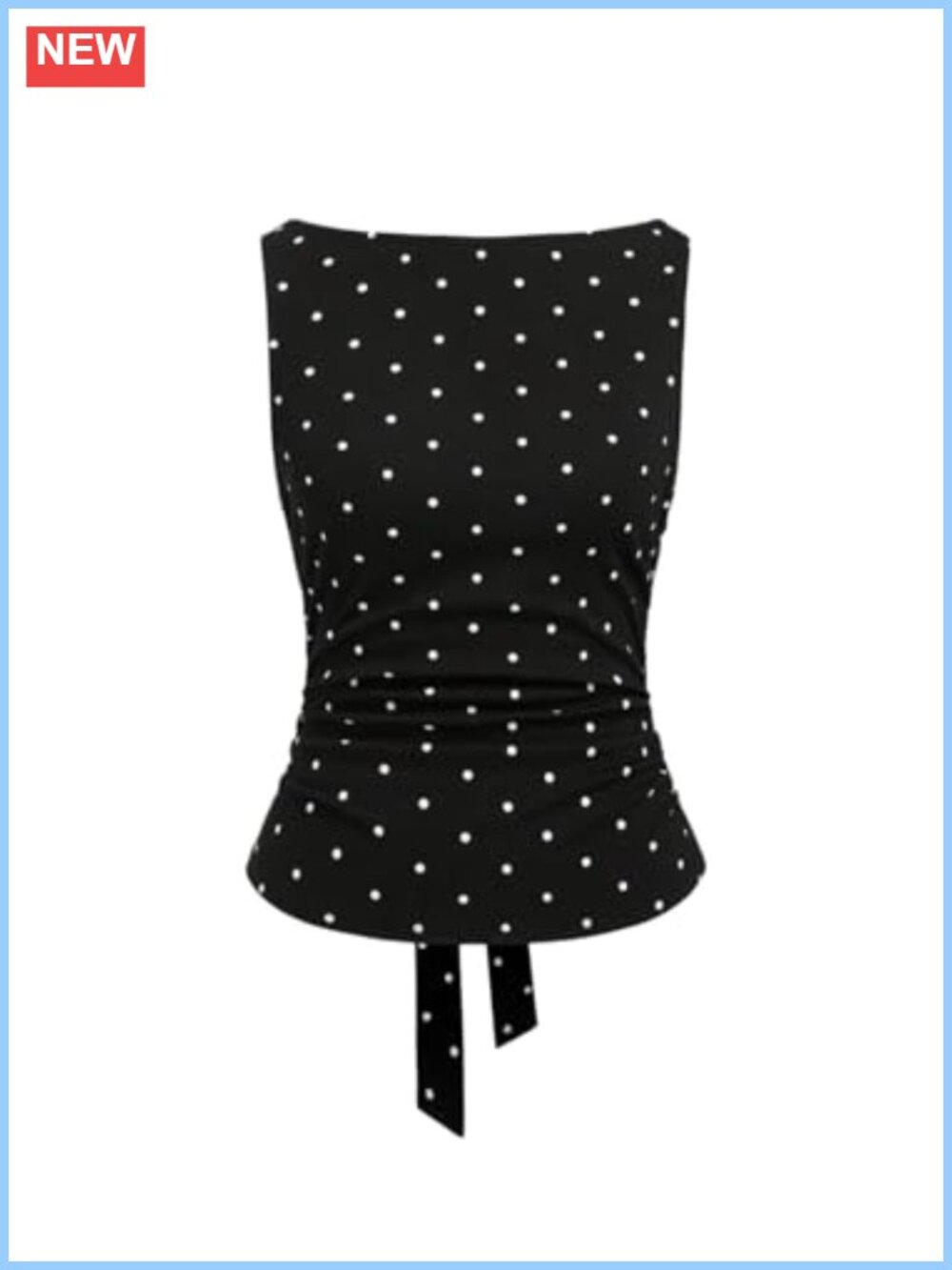 Sleeveless Polka Dot Tank Top Bow Back Slim Fit Summer Y2K Style